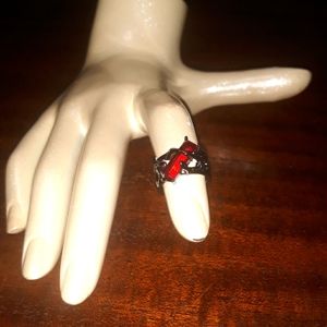 Adjustable Gothic Geometric Statement Ring Size 7